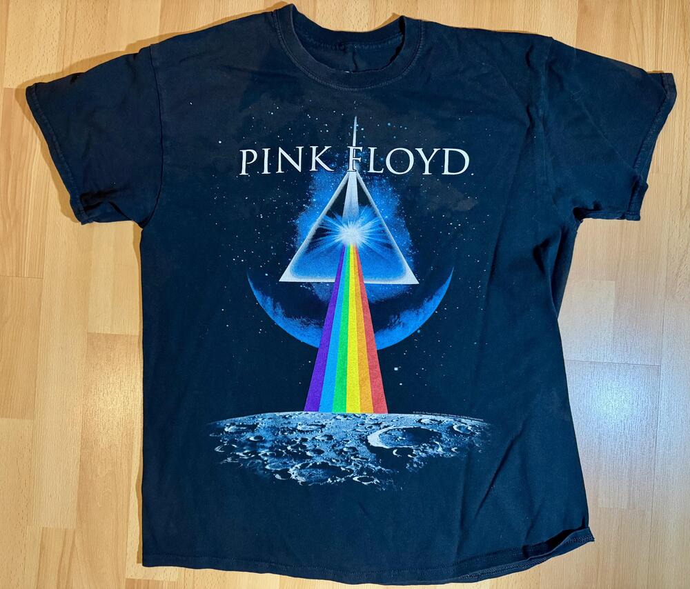 Pink Floyd Shirt Mens Large Black Liquid Blue Dark Side Moon Prism Tee 2012 Band